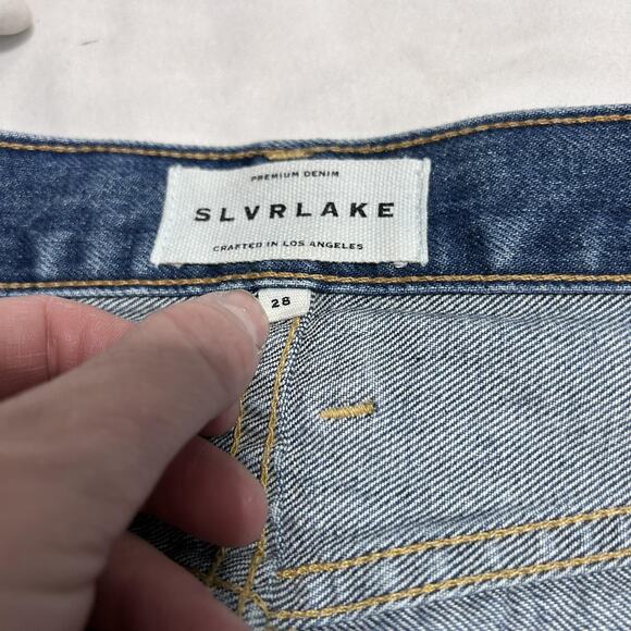 SLVRLAKE Jeans Womens 28 Blue Stella Straight Leg Claremont Wash Made USA Denim - Picture 3 of 13